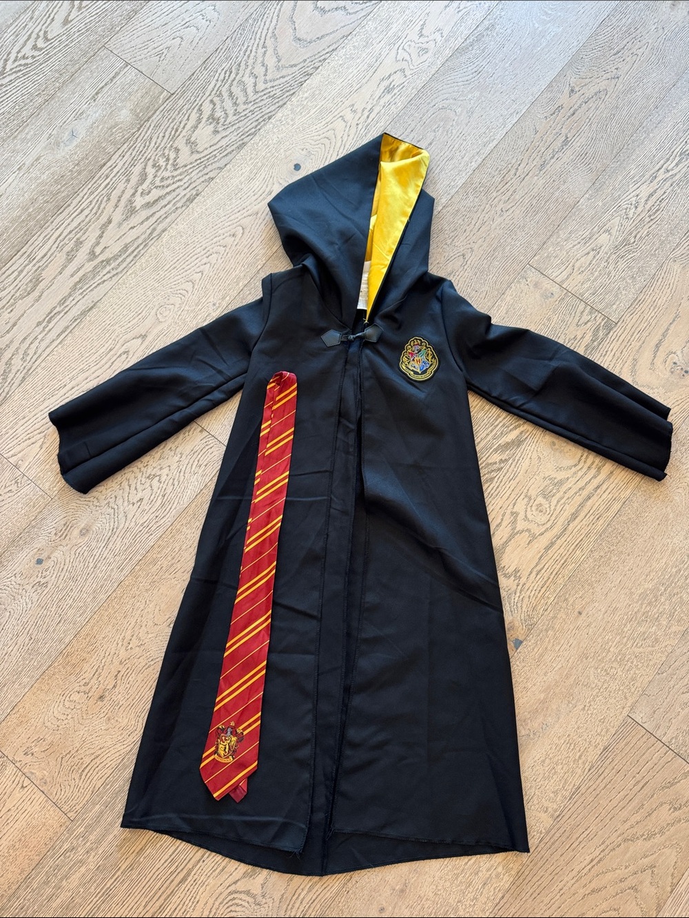 Warner Bros. Black Hooded Costume Robe with Gold Lining and Red Tie